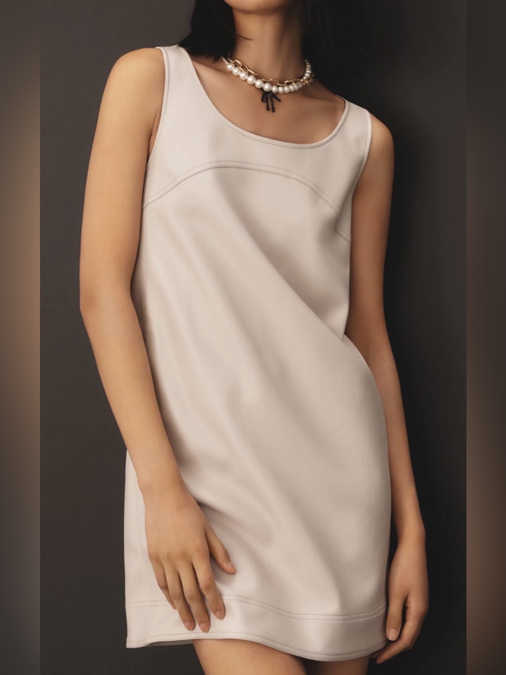 NWT Pilcro Faux-Leather Scoop-Neck Shift Mini Dress Size 6 Women’s NEW!